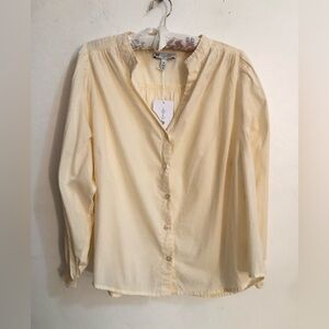 Jessica Simpson Blouse Women's 0X Button Up Shirt Ivory Prairie Feminine Classic